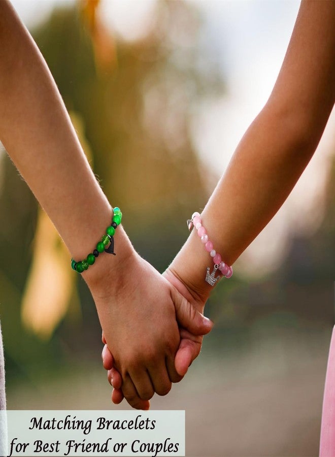 Korotho Friendship Matching Bracelets, Wcked Movie Merch Natural Stone Hat And Crown Best Friend BFF Bracelets Jewelry Christmas Valentine's Day Gifts for Fans Friends Party Gift (W) - Image 2